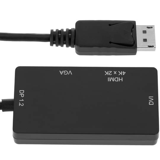 Conversor de DisplayPort 2.1 a HDMI, VGA i DVI negre