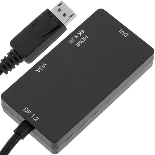 Conversor de DisplayPort 2.1 a HDMI, VGA i DVI negre