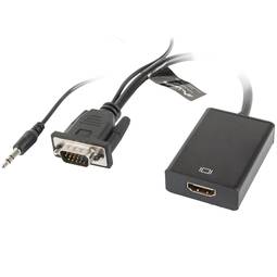 Adaptateur Lanberg VGA mâle avec mini Jack mâle vers HDMI-A femelle 20 cm