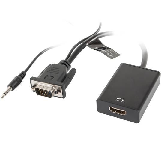 Adaptador Lanberg VGA macho com mini Jack macho para HDMI-A fêmea 20 cm