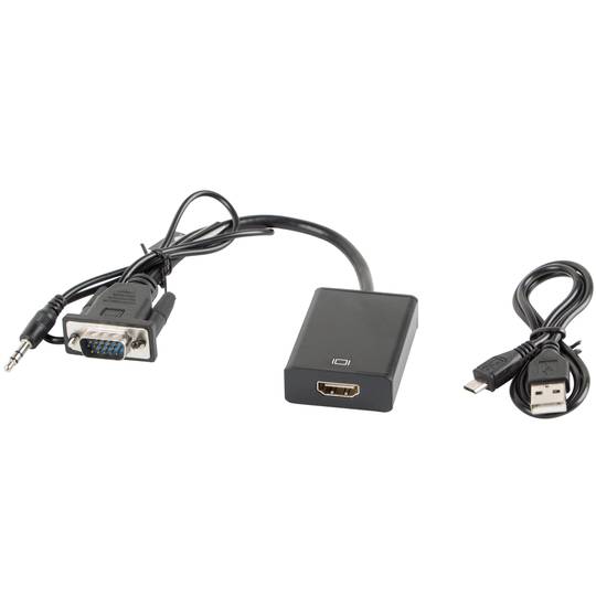 Adaptador Lanberg VGA macho com mini Jack macho para HDMI-A fêmea 20 cm