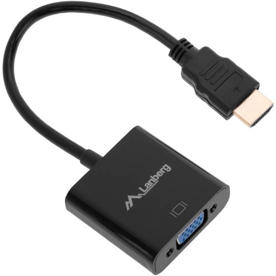 Przejściówka Lanberg HDMI męski na VGA żeński z gniazdem mini Jack 20 cm