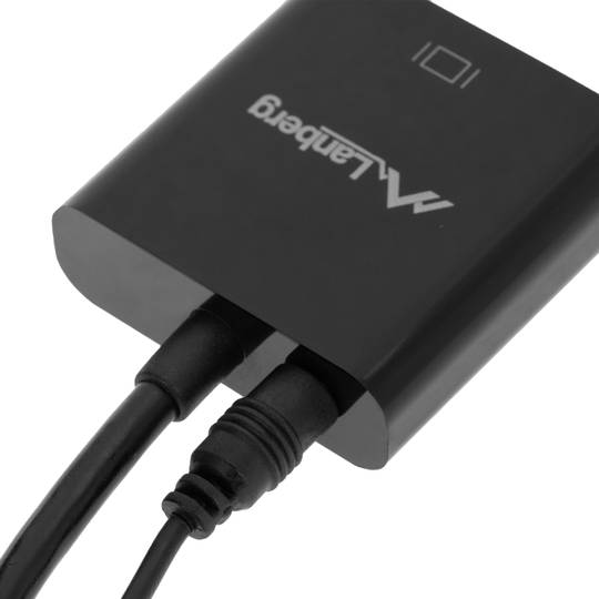 Przejściówka Lanberg HDMI męski na VGA żeński z gniazdem mini Jack 20 cm