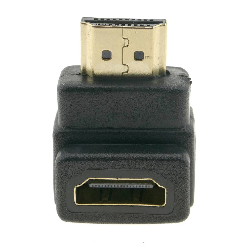 Adaptador HDMI de tipo HDMI-A macho a HDMI-A hembra acodado abajo
