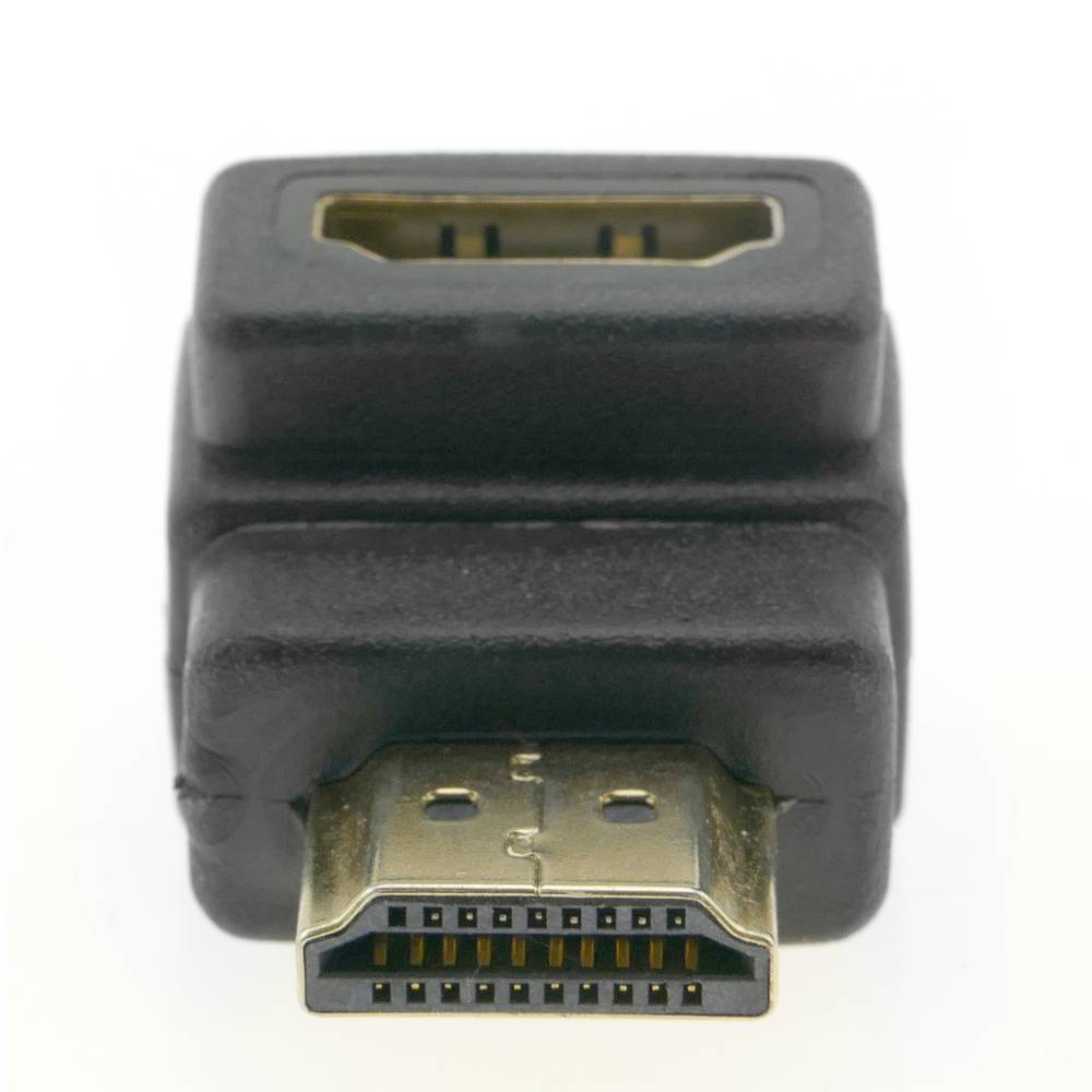 Adaptador HDMI de tipo HDMI-A macho a HDMI-A hembra acodado abajo