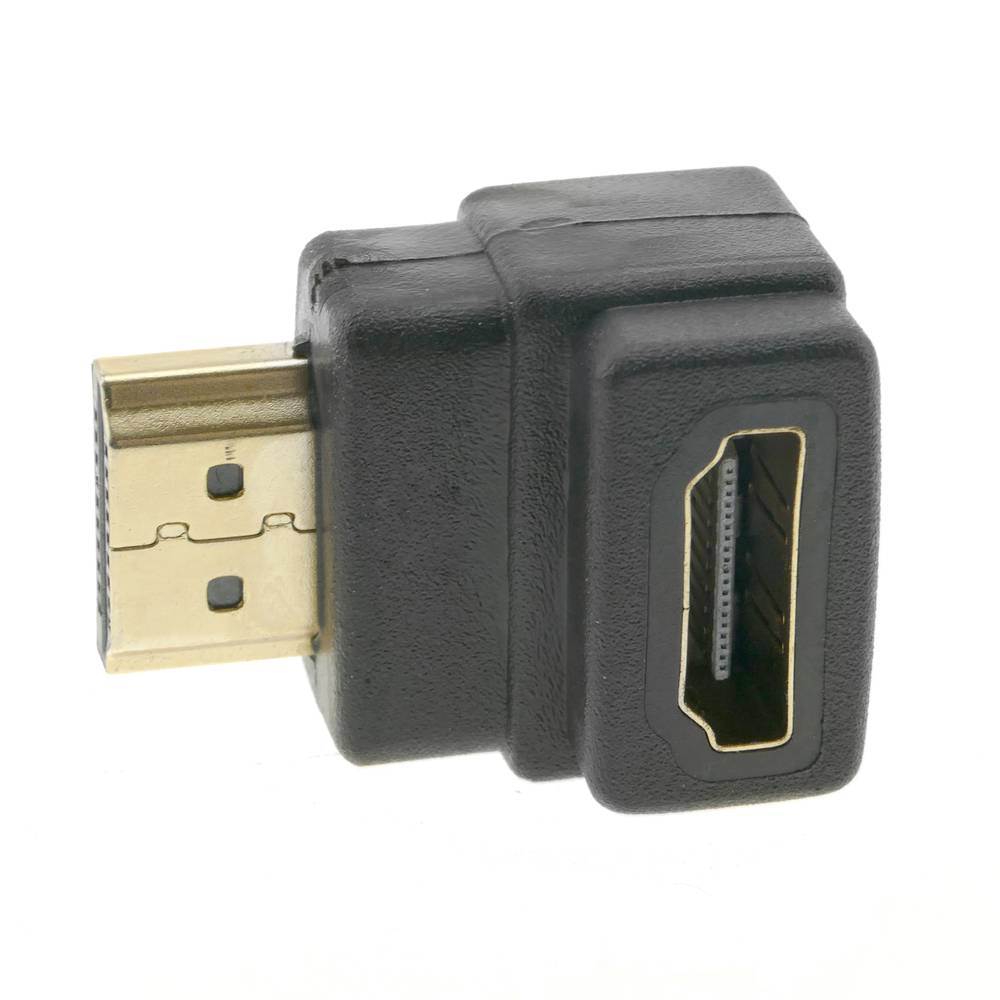 Adaptador HDMI de tipo HDMI-A macho a HDMI-A hembra acodado abajo