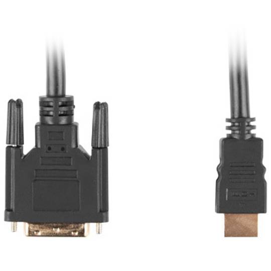 Câble Lanberg HDMI mâle vers DVI-D mâle 18+1 broches 7,5 m avec connecteurs plaqués or CA-HDDV-10CC-0075-BK