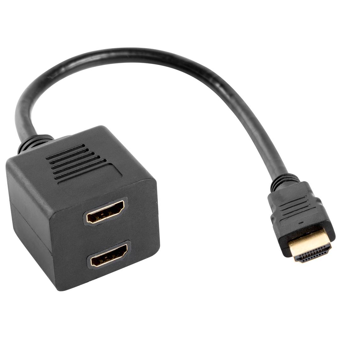 Cable duplicador HDMI Lanberg AD-0019-BK de 1 HDMI macho a 2 HDMI hembra de 20cm