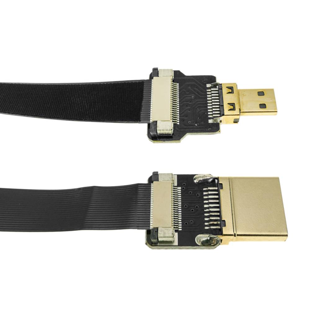 Platte HDMI-videokabel FPV 20 cm A-male naar micro D-male