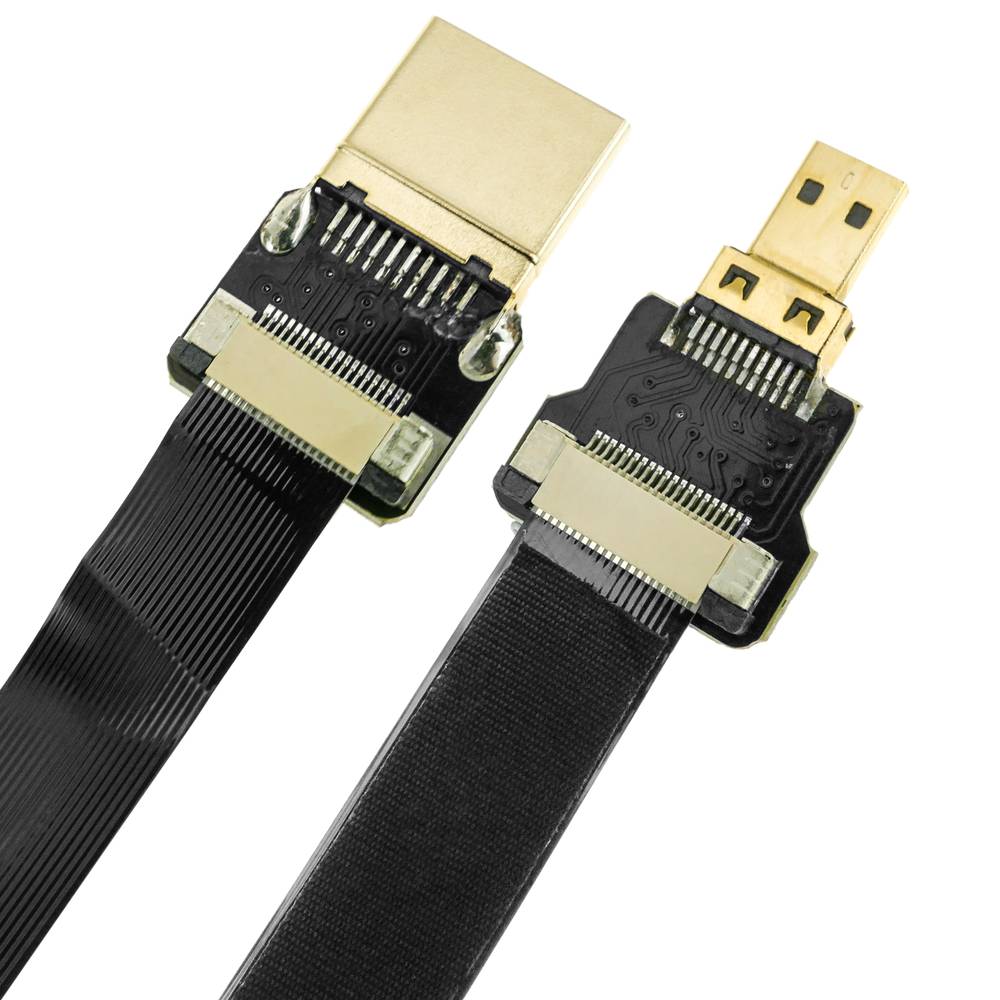 Platte HDMI-videokabel FPV 20 cm A-male naar micro D-male