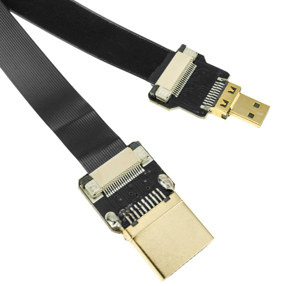 Platte HDMI-videokabel FPV 20 cm A-male naar micro D-male