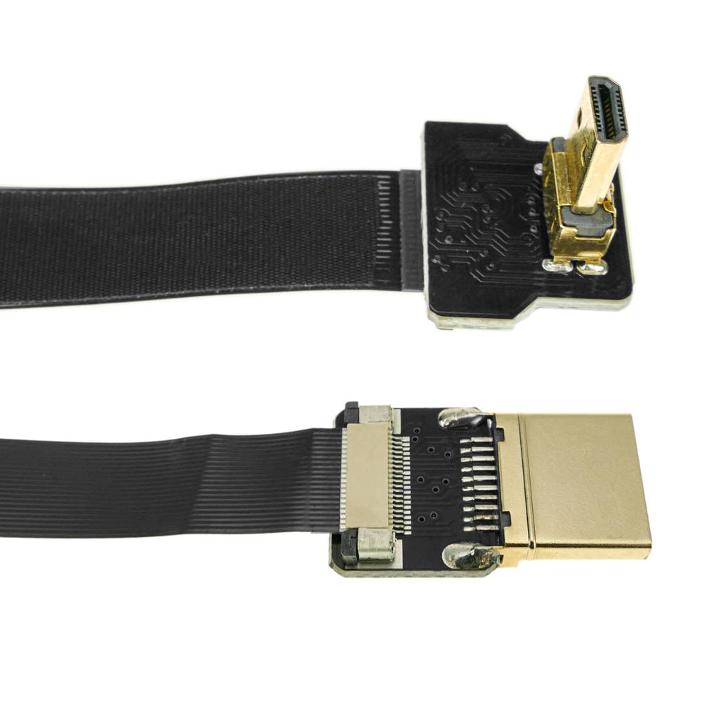 Płaski kabel wideo HDMI FPV 20 cm męski A na mikro D męski z kątem
