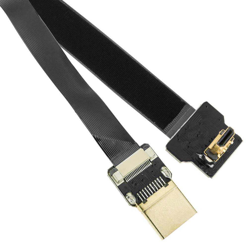 Płaski kabel wideo HDMI FPV 20 cm męski A na mikro D męski z kątem