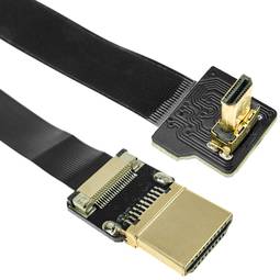 Cable vídeo HDMI plano FPV 50 cm A-macho a micro D-macho con ángulo