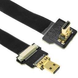 Cable vídeo HDMI plano FPV 20 cm micro D-macho a micro D-macho con ángulo
