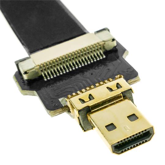Flat HDMI video cable FPV 20 cm micro D-male to micro D-male with angle