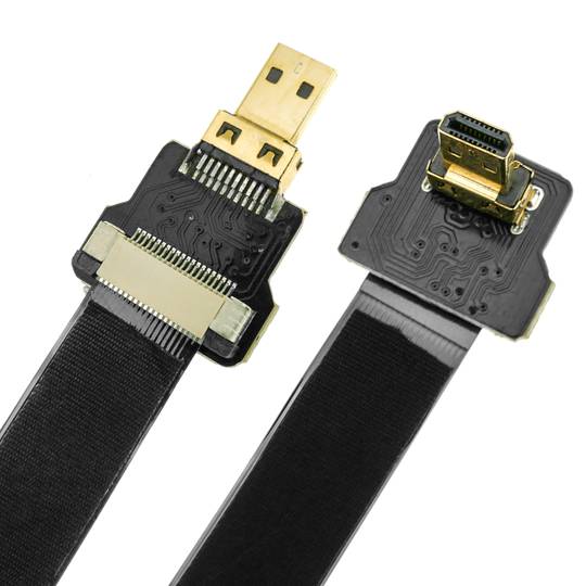 FPV HDMI Ribbon Cable Up Angled 90 Degree Micro HDMI to Mini HDMI