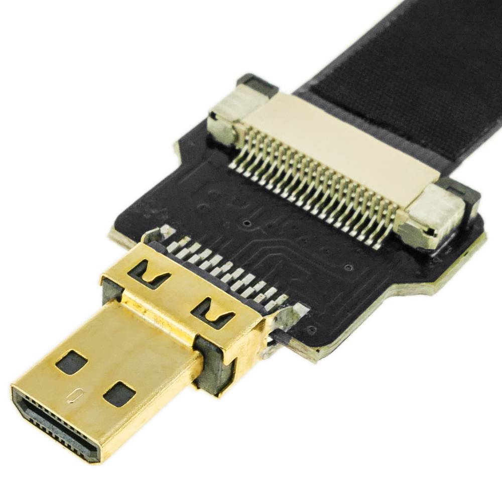 Flat HDMI video cable FPV 20 cm micro D-male to micro D-male with angle