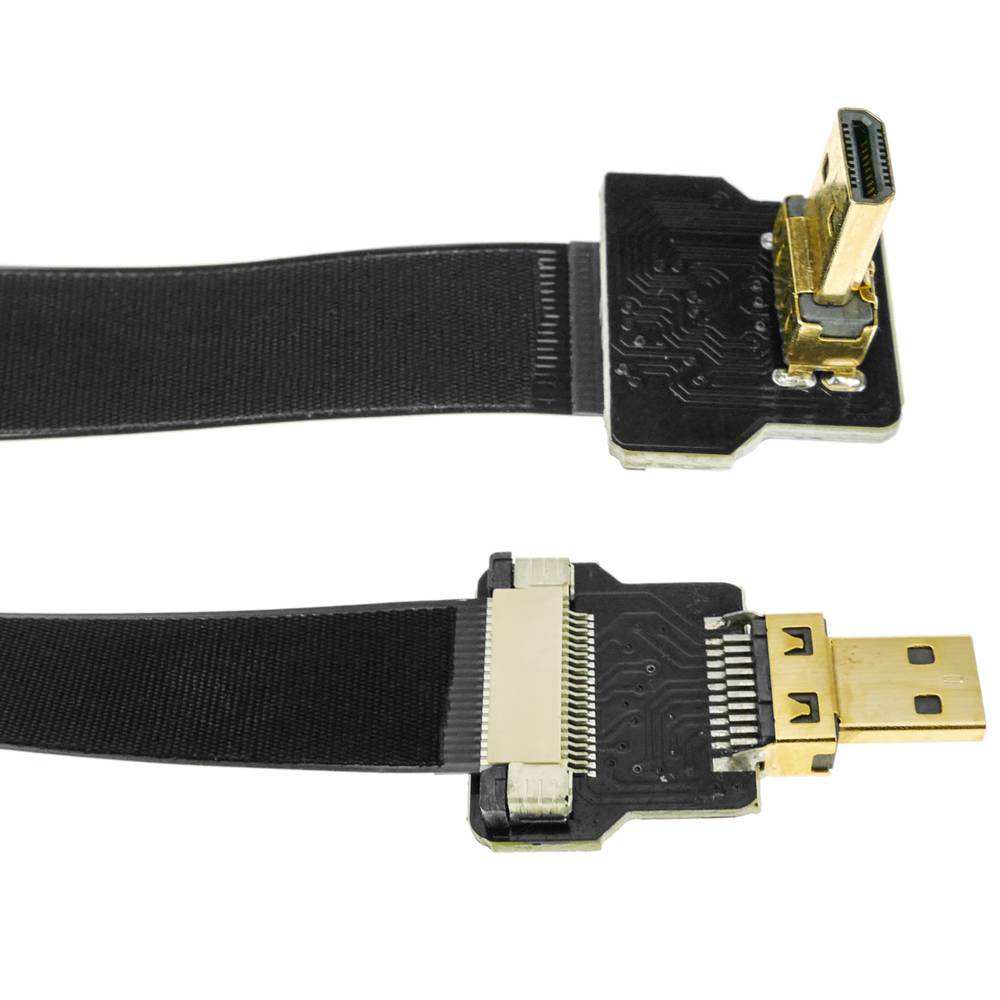 Cavo video piatto HDMI FPV 50 cm da micro D-maschio a micro D-maschio con angolo