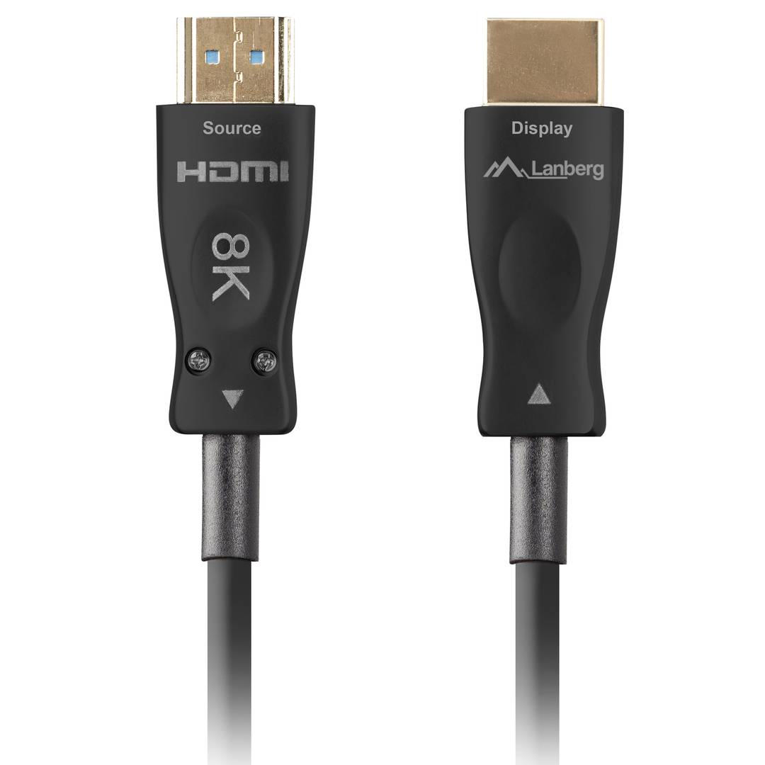 Lanberg HDMI V2.1 optisches Kabel Stecker auf Stecker 80 m schwarz CA-HDMI-30FB-0800-BK