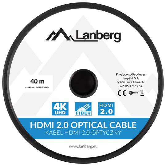 Bobina de cable HDMI-A mascle 2.0 4K AOC Lanberg 40m