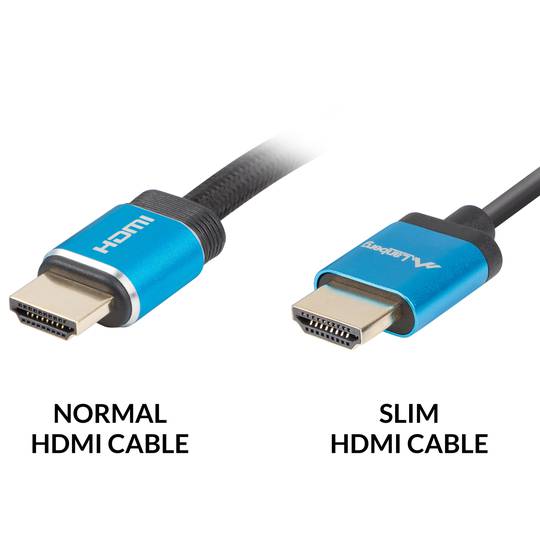 HDMI-A male 2.0 slim video cable 4K Lanberg 1m