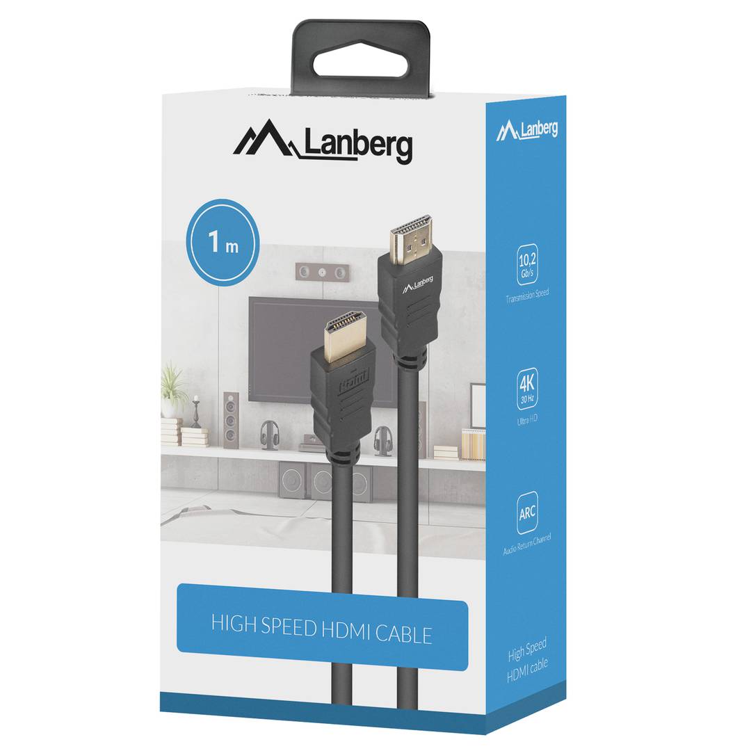 Cable HDMI v1.4 macho a macho de 1 m de color negro de Lanberg CA-HDMI-15CC-0010-BK