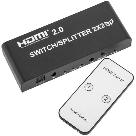 Sélecteur de matrice et multiplicateur HDMI 2x2 avec 2 entrées et 2 sorties  - Cablematic