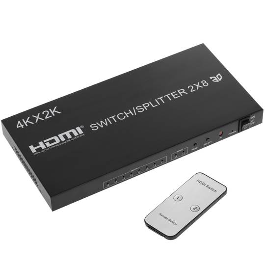Selector y multlipicador HDMI de 2 entradas a 8 salidas 4K