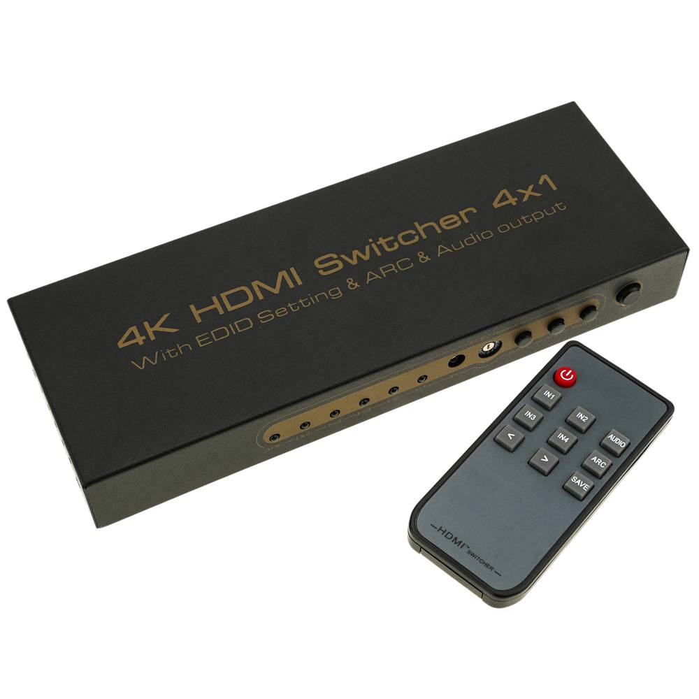 Przełącznik HDMI z 4 wejściami audio na 1 wyjście HDMI i 1 analogowe wyjście audio