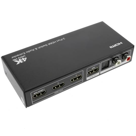 Sélecteur HDMI Commutateur 3 ports UltraHD 4K FullHD 1080p ARC SPDIF