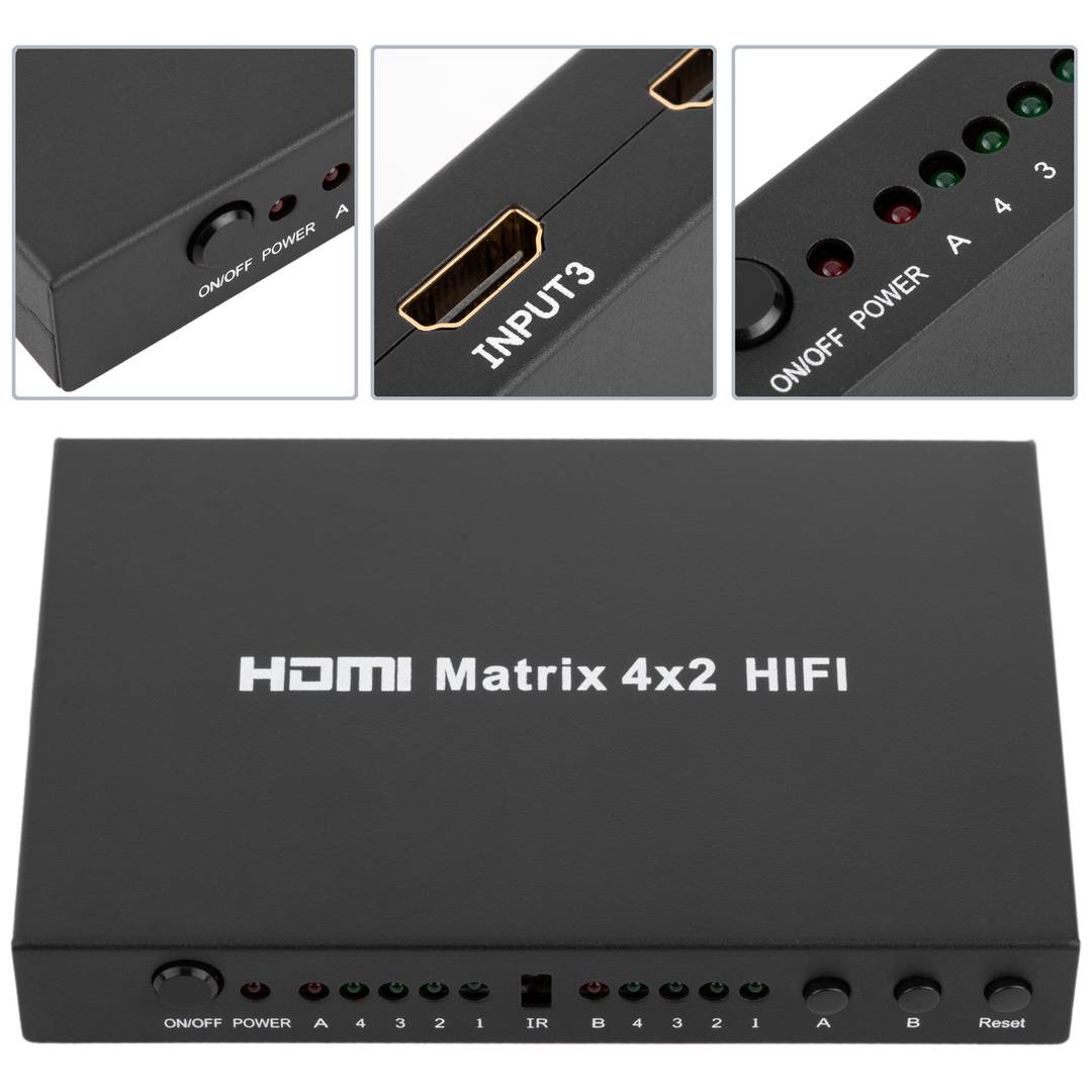 Sélecteur de matrice et multiplicateur HDMI 2x2 avec 2 entrées et