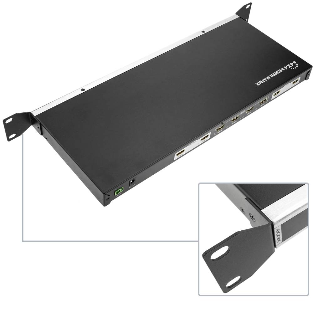 Selector matricial HDMI amb àudio de 4 entrades 4 sortida per a rack 19