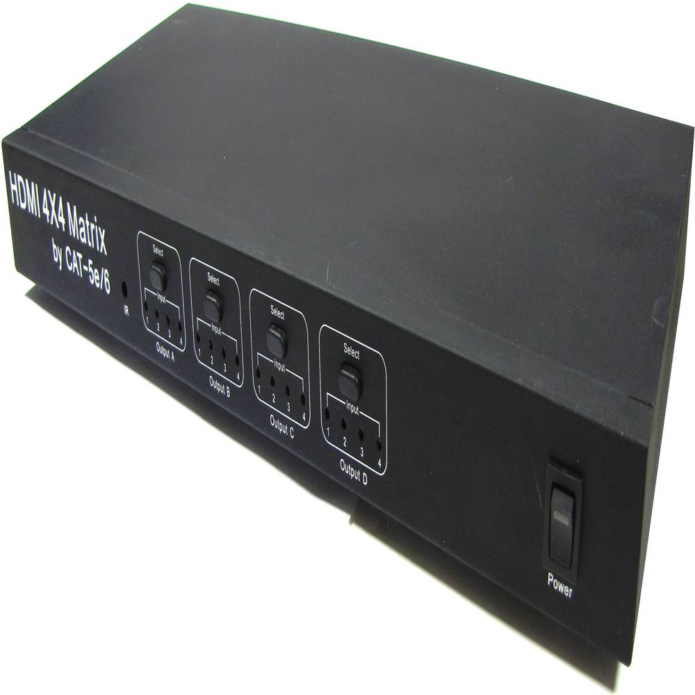 Selektor matrycy HDMI z 4 wejściami i 4 wyjściami audio dla kat. 5e i szafy 19