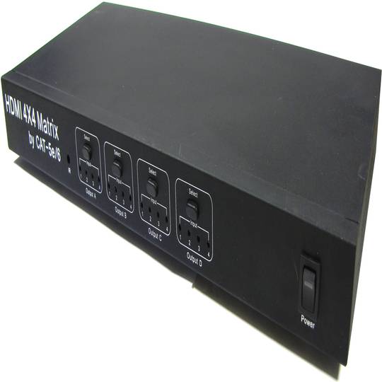 Selektor matrycy HDMI z 4 wejściami i 4 wyjściami audio dla kat. 5e i szafy 19