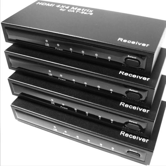 Selektor matrycy HDMI z 4 wejściami i 4 wyjściami audio dla kat. 5e i szafy 19