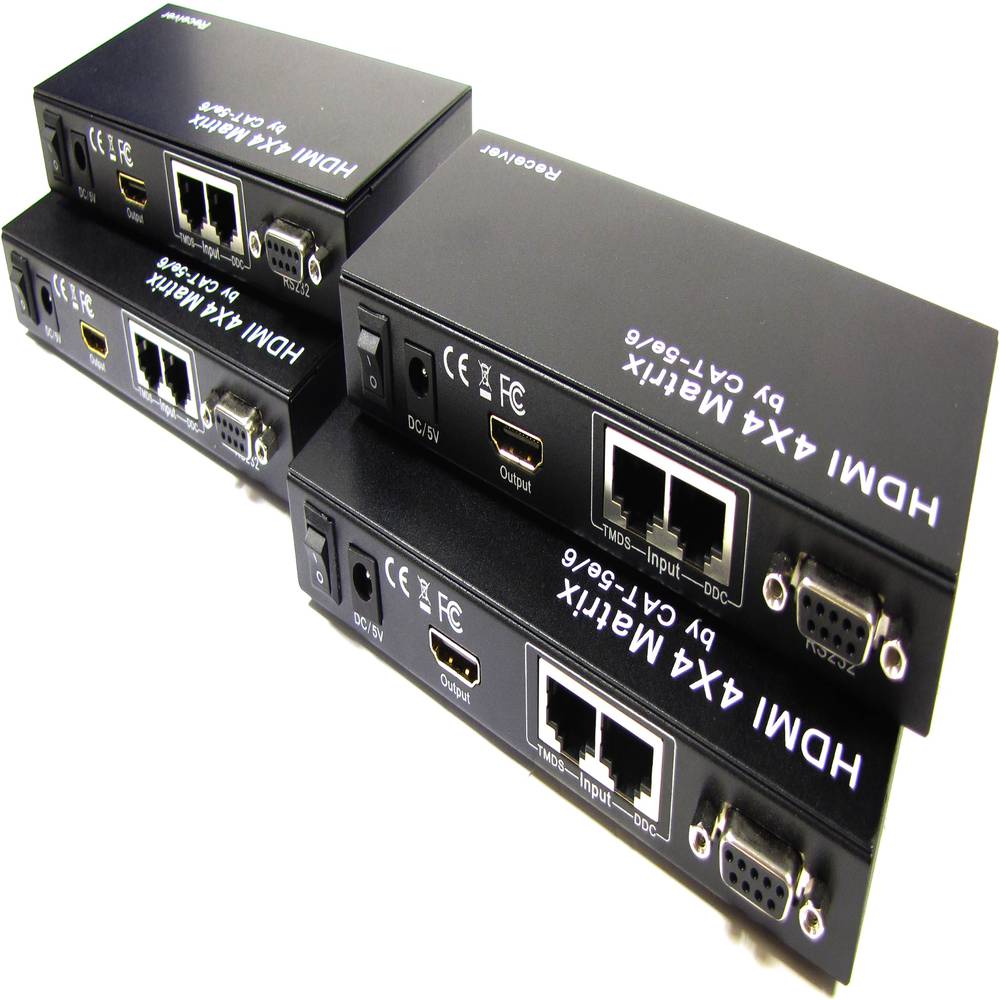 Selektor matrycy HDMI z 4 wejściami i 4 wyjściami audio dla kat. 5e i szafy 19