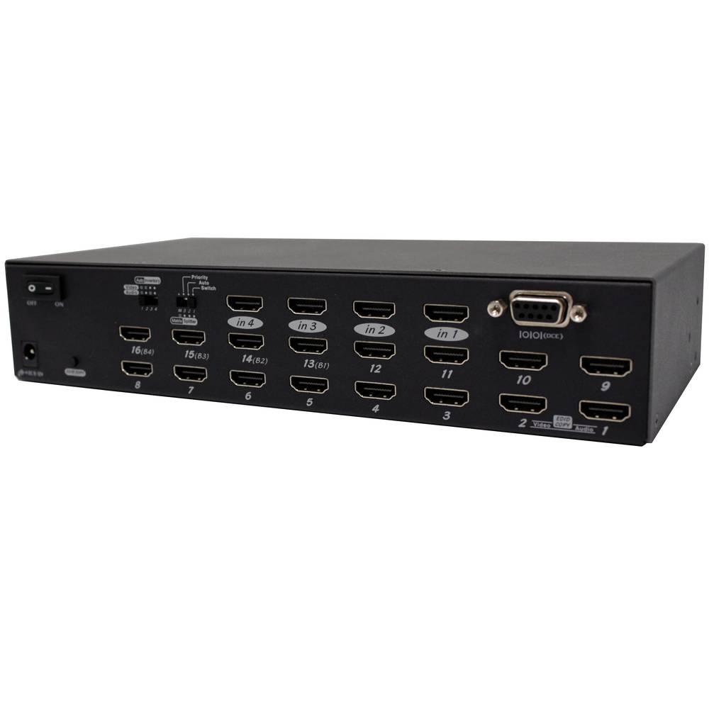 Selector matricial HDMI con audio de 4 entradas 16 salida