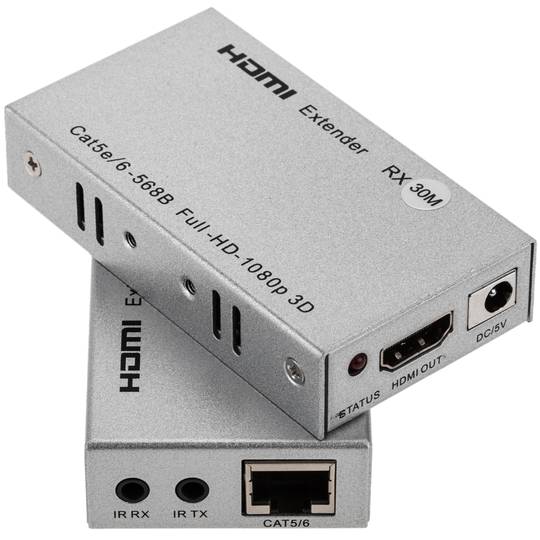 HDMI Extender with IR over 1 Cat 6 - 60 Meter, Full HD, 1080p, 3D