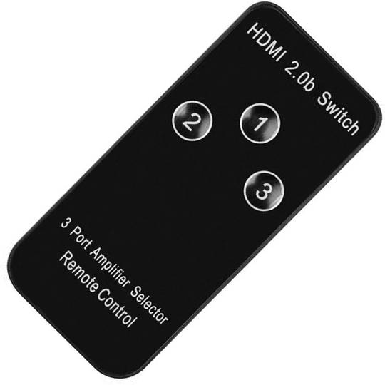 Switch de vídeo 3x1 HDMI 2.0b 4K amb port d'alimentació Micro USB i control remot Lanberg