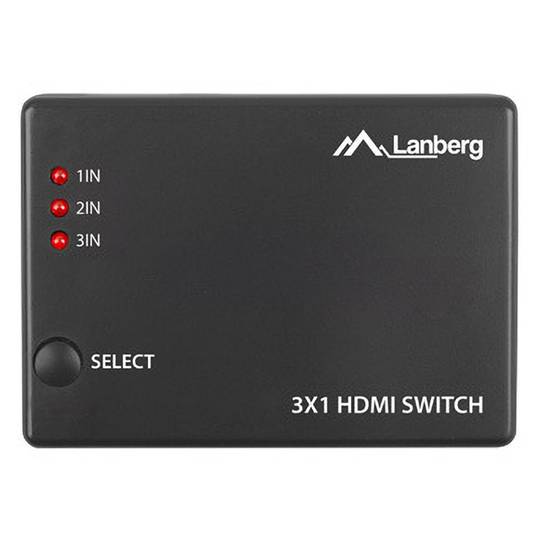 Switch de vídeo 3x1 HDMI 2.0b 4K amb port d'alimentació Micro USB i control remot Lanberg