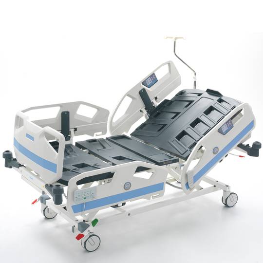 Lit d'hôpital de soins intensifs à quatre moteurs Nitrocare HB 8140 avec tige porte-sérum et jauge d'angle