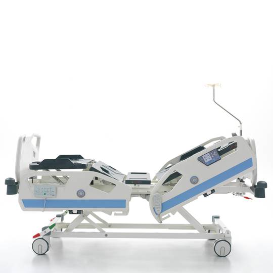 Lit d'hôpital de soins intensifs à quatre moteurs Nitrocare HB 8140 avec tige porte-sérum et jauge d'angle
