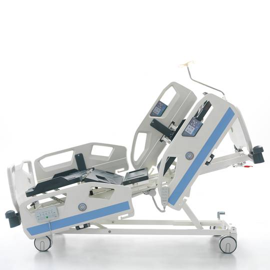 Lit d'hôpital de soins intensifs à quatre moteurs Nitrocare HB 8140 avec tige porte-sérum et jauge d'angle