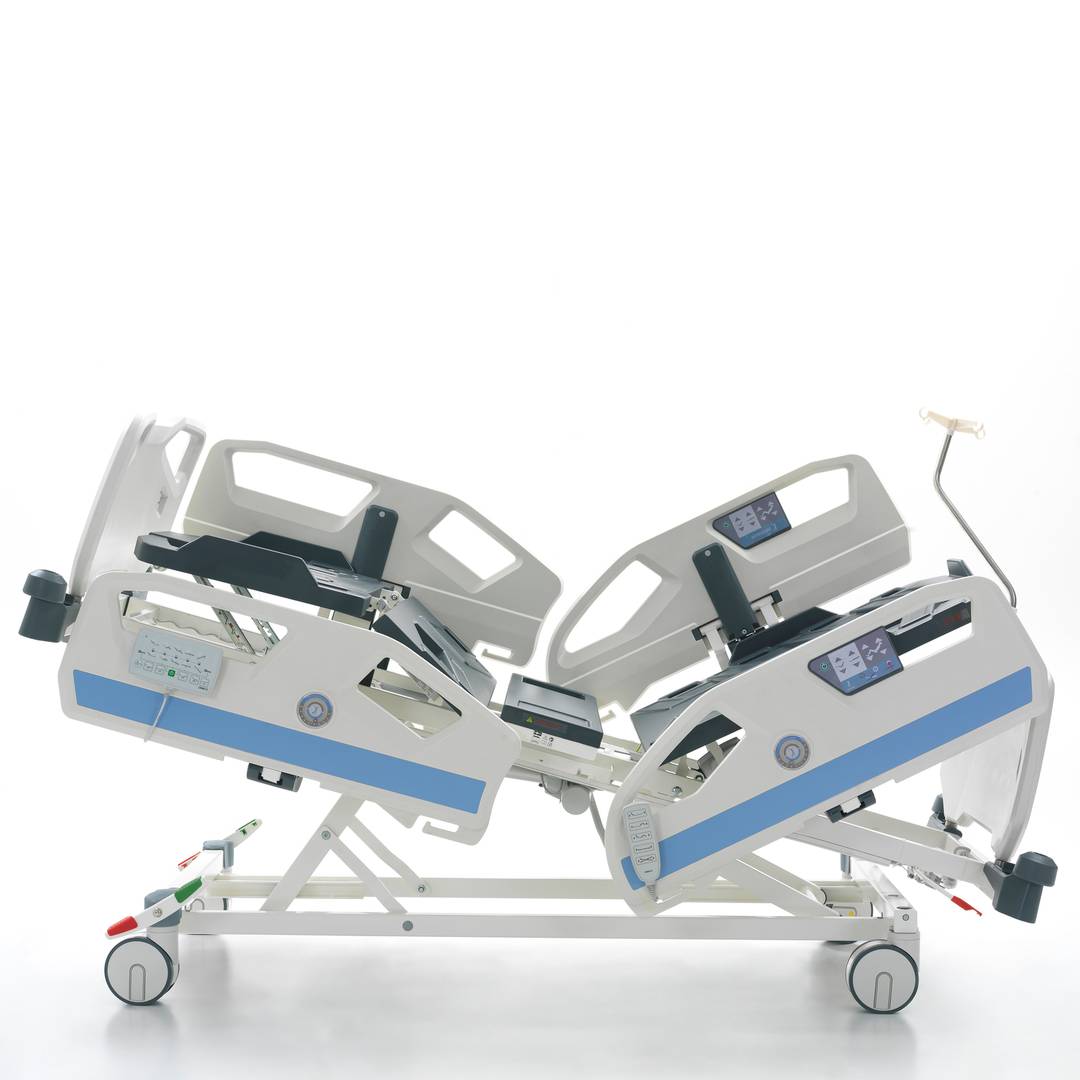 Lit d'hôpital de soins intensifs à quatre moteurs Nitrocare HB 8140 avec tige porte-sérum et jauge d'angle