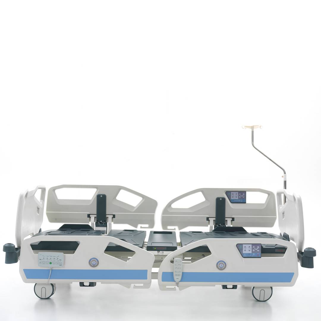 Lit d'hôpital de soins intensifs à quatre moteurs Nitrocare HB 8140 avec tige porte-sérum et jauge d'angle