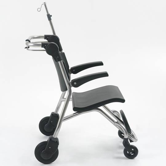 Silla de ruedas Nitrocare NTSX5 de acero inoxidable para asistencia hospitalaria y traslado de pacientes