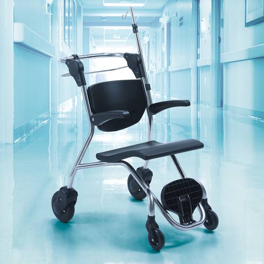 Silla de ruedas Nitrocare NTSX5 de acero inoxidable para asistencia hospitalaria y traslado de pacientes