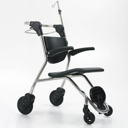 Silla de ruedas Nitrocare NTSX5 de acero inoxidable para asistencia hospitalaria y traslado de pacientes