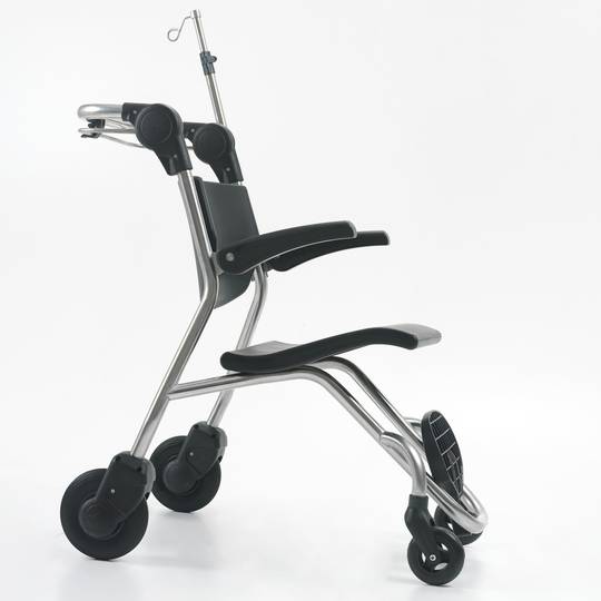 Silla de ruedas Nitrocare NTSX5 de acero inoxidable para asistencia hospitalaria y traslado de pacientes